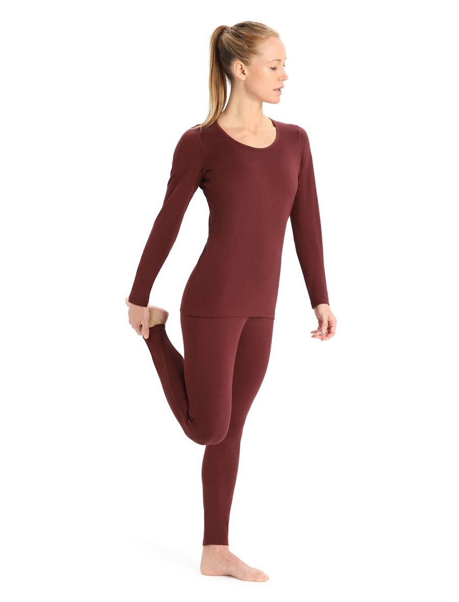 Icebreaker Merino 200 Oasis Long Sleeve Scoop Neck Thermal Top Naisten Base Layers Punainen | FI 1875MQZA